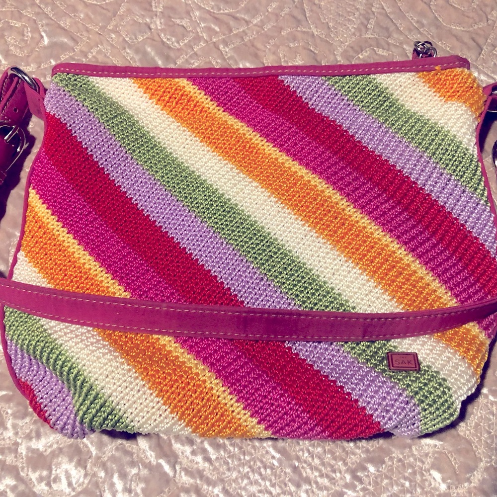 The Sak, Super cute pink , striped crochet purse